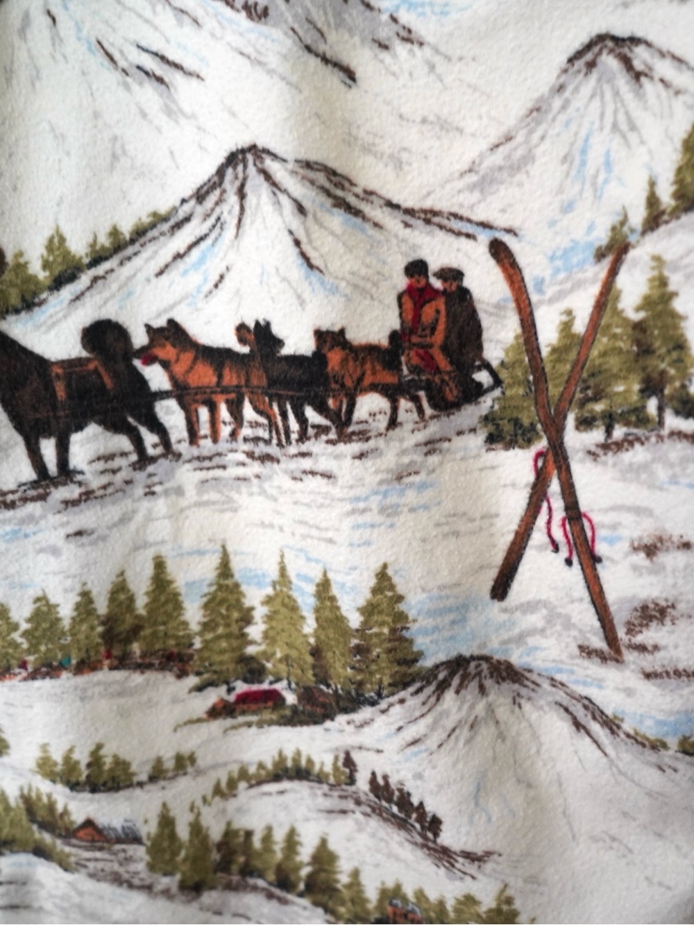 Chaps Ralph Lauren Vintage Ski Scene Flannel Shirt Size Large - Picture 6 of 10